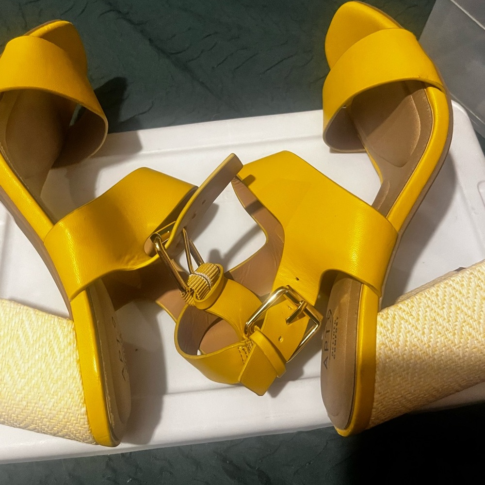 Vibrant Yellow Wedge Sandals